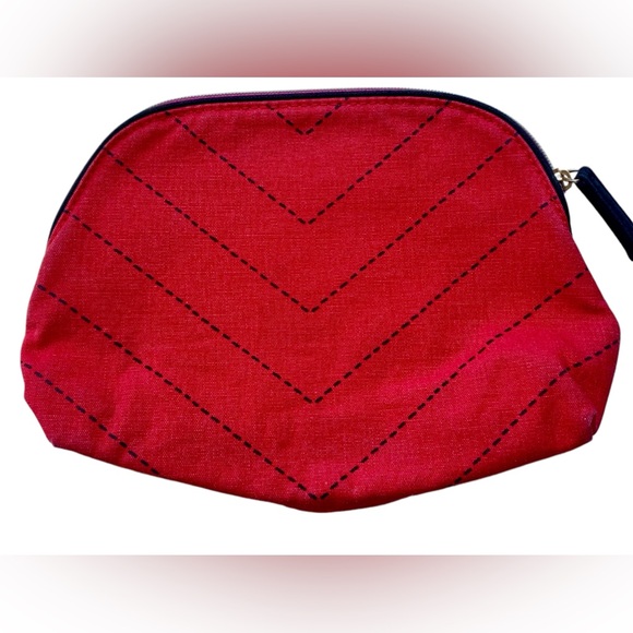 ESTEE LAUDER Red Pink Zipper Makeup Bag Cosmetic Bag Pouch - Picture 4 of 4